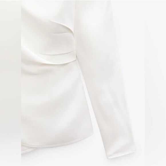 Zara EUC Limited Edition One Sleeve Blouse Top White Size M - Picture 7 of 12